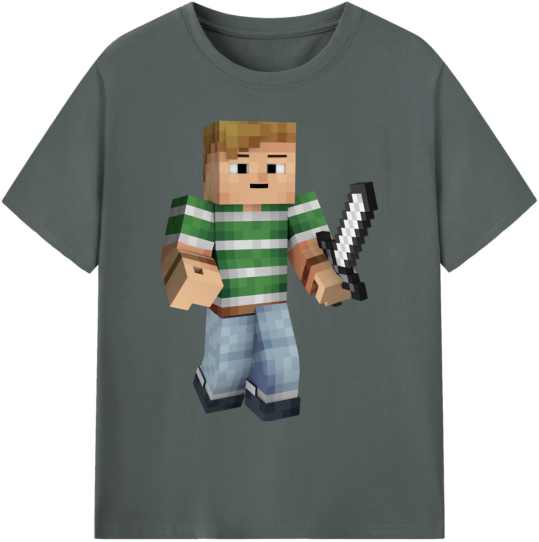 （画像用） マインクラフト ブロックの世界 Minecraft MC Block world 綿100％ メンズ半袖Tシャツ｜肌触りやわらか＆通気性